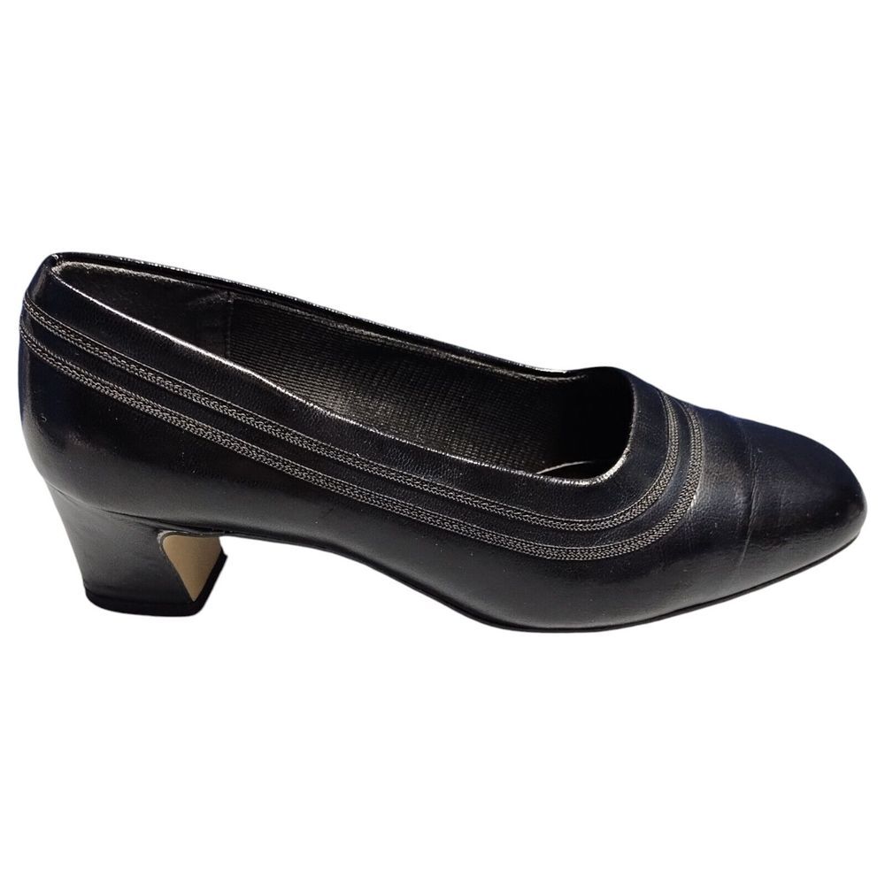 Easy Street Mandy Pump Womens‎ Size 6.5 Black Solid Manmade Block Heel Slip On
